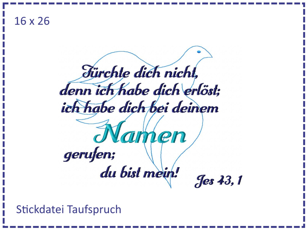 Taufe Spruch Taube 16x26